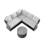Positano Wide Rope Corner Sofa Set, Grey