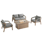 Manresa Rope 5-Seater Firepit Sofa Set, Natural and Grey