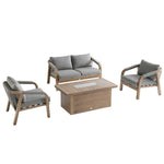 Manresa Rope 5-Seater Firepit Sofa Set, Natural and Grey