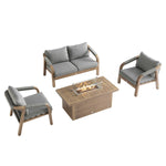 Manresa Rope 5-Seater Firepit Sofa Set, Natural and Grey