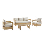 Stanford Outdoor 5-Seater Sofa Set, Natural with Beige Boucle Fabric