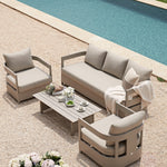 Stanford Outdoor 5-Seater Sofa Set, Taupe with Light Taupe Fabric