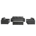 Bellagio Round Wicker Sofa Set with Coffee Table, Dark Grey