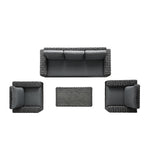 Bellagio Round Wicker Sofa Set with Coffee Table, Dark Grey