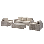 Bellagio Round Wicker Sofa Set with Coffee Table, Light Grey