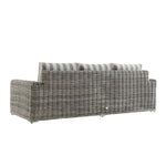 Bellagio Round Wicker Sofa Set with Coffee Table, Light Grey with Taupe Stripes
