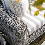 Bellagio Round Wicker Sofa Set with Coffee Table, Light Grey with Taupe Stripes