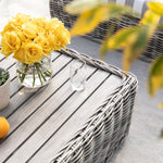 Bellagio Round Wicker Sofa Set with Coffee Table, Light Grey with Taupe Stripes