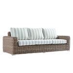 Bellagio Round Wicker Sofa Set with Coffee Table, Natural with Sage Stripes