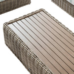 Bellagio Round Wicker Sofa Set with Coffee Table, Natural with Sage Stripes