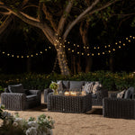 Bellagio Round Wicker Sofa Set with Firepit Coffee Table, Dark Grey
