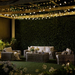 Bellagio Round Wicker Sofa Set with Firepit Coffee Table, Light Grey with Taupe Stripe
