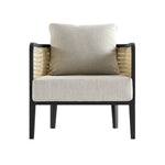 Pienza Outdoor Rattan Corner Sofa Set, Oatmeal Fabric with Black Frame
