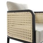 Pienza Outdoor Rattan Corner Sofa Set, Oatmeal Fabric with Black Frame