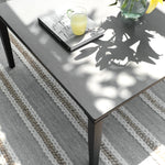 Pienza Outdoor Rattan Corner Sofa Set, Oatmeal Fabric with Black Frame