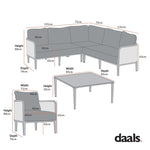 Pienza Outdoor Rattan Corner Sofa Set, Sage Green Fabric with Light Walnut Frame