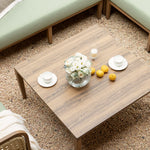 Pienza Outdoor Rattan Corner Sofa Set, Sage Green Fabric with Light Walnut Frame