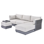 Pedra Rope and Aluminium Outdoor Chaise Sofa Set, Grey