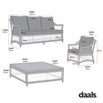 Willowbrook Lattice Weave Rattan 7-Seater Large Sofa Set, Natural