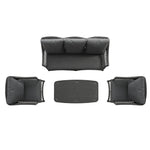 Willowbrook Lattice Weave Rattan 5-Seater Sofa Set with Rising Table, Dark Grey