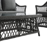 Willowbrook Lattice Weave Rattan 5-Seater Sofa Set with Rising Table, Dark Grey