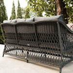 Willowbrook Lattice Weave Rattan 5-Seater Sofa Set with Rising Table, Dark Grey