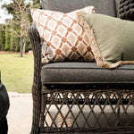 Willowbrook Lattice Weave Rattan 5-Seater Sofa Set with Rising Table, Dark Grey
