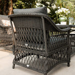 Willowbrook Lattice Weave Rattan 5-Seater Sofa Set with Rising Table, Dark Grey