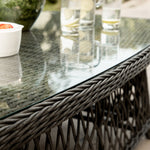Willowbrook Lattice Weave Rattan 5-Seater Sofa Set with Rising Table, Dark Grey