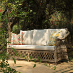 Willowbrook Lattice Weave Rattan 5-Seater Sofa Set with Rising Table, Natural