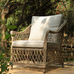 Willowbrook Lattice Weave Rattan 5-Seater Sofa Set with Rising Table, Natural