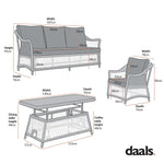Willowbrook Lattice Weave Rattan 5-Seater Sofa Set with Rising Table, Natural
