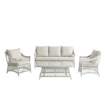 Willowbrook Lattice Weave Rattan 5-Seater Sofa Set with Rising Table, White