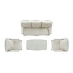 Willowbrook Lattice Weave Rattan 5-Seater Sofa Set with Rising Table, White