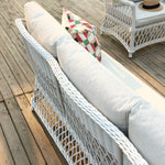 Willowbrook Lattice Weave Rattan 5-Seater Sofa Set with Rising Table, White