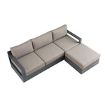 Jardin Aluminium Outdoor Modular Large 4-Piece Chaise Sofa Set, Granite