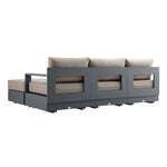 Jardin Aluminium Outdoor Modular Large 4-Piece Chaise Sofa Set, Granite