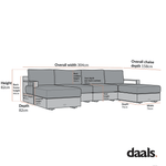 Jardin Aluminium Outdoor Modular 6-Piece Double Chaise Sofa Set, Natural