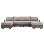 Jardin Aluminium Outdoor Modular 6-Piece Double Chaise Sofa Set, Granite