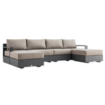 Jardin Aluminium Outdoor Modular 6-Piece Double Chaise Sofa Set, Granite