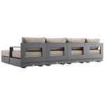 Jardin Aluminium Outdoor Modular 6-Piece Double Chaise Sofa Set, Granite