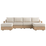 Jardin Aluminium Outdoor Modular 6-Piece Double Chaise Sofa Set, Natural