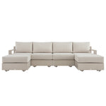 Jardin Aluminium Outdoor Modular 6-Piece Double Chaise Sofa Set, Pumice