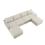 Jardin Aluminium Outdoor Modular 6-Piece Double Chaise Sofa Set, Pumice