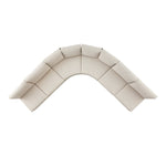 Jardin Aluminium Outdoor Modular 6-Piece Curved Corner Sofa Set, Pumice