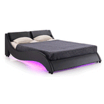 Corvus Black Faux Leather Upholstered Bed Frame with Underbed LED Lighting