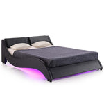 Corvus Black Faux Leather Upholstered Bed Frame with Underbed LED Lighting