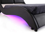 Corvus Black Faux Leather Upholstered Bed Frame with Underbed LED Lighting