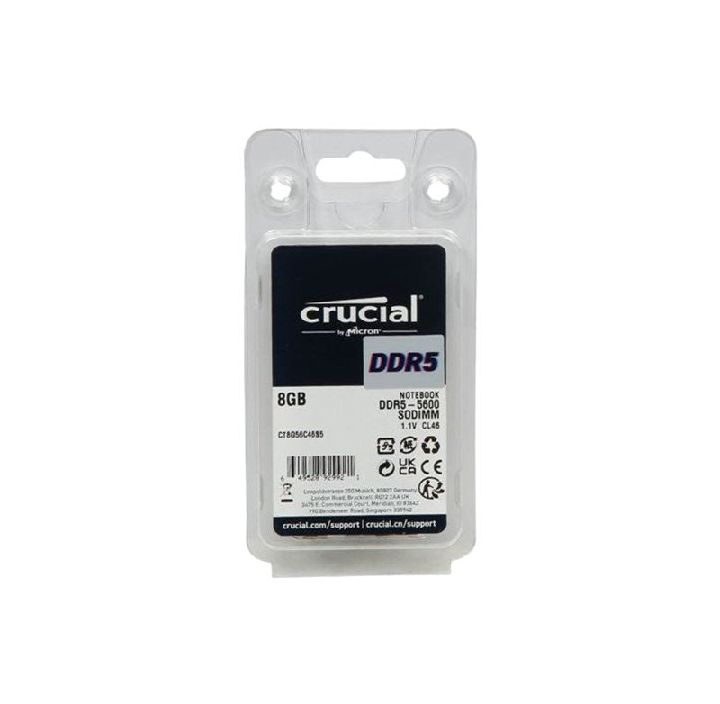 Crucial 8GB 5600MHz DDR5 PC5-44800 Non-ECC CL46 262-Pin SoDimm 1.1V Memory Module - CT8G56C46S5