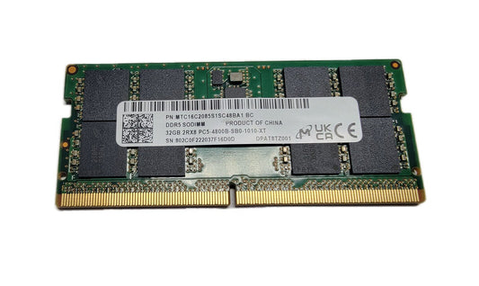 Micron 32GB 4800MHz DDR5 PC5-38400 Non-ECC CL40 262-Pin SoDimm 1.1V Dual Rank x8 Memory Module - MTC16C2085S1SC48BA1